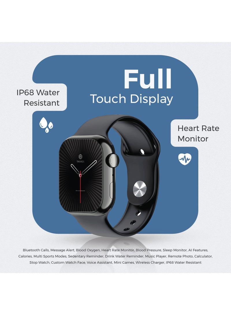 Trands SW50 Smart Watch for iOS & Android, 1.75-Inch TFT Touch Screen, Bluetooth Calling, IP68 Waterproof, Fitness Tracker with Heart Rate & Sleep Monitor, Black - Image 3